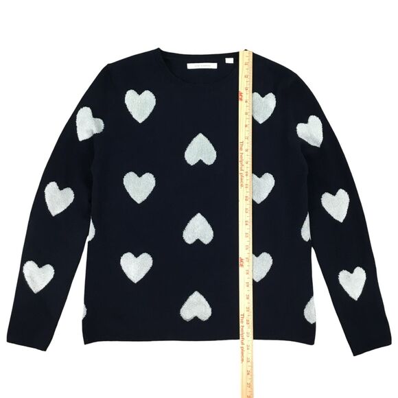 Chinti & Parker Cashmere Wool Sweater S Metallic Silver Hearts Girly Modern Luxe - Picture 14 of 15
